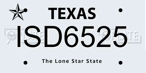 ISD6525 Texas License Plate