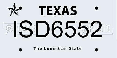 ISD6552 Texas License Plate