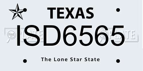 ISD6565 Texas License Plate