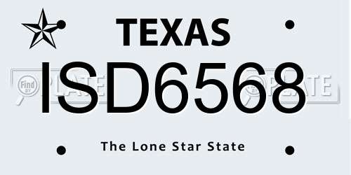 ISD6568 Texas License Plate