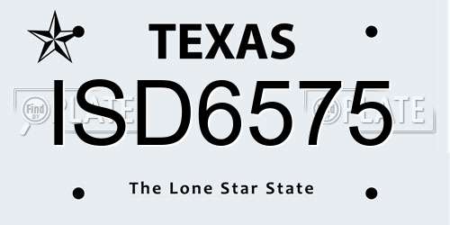ISD6575 Texas License Plate