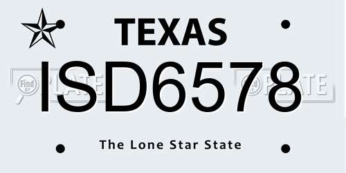 ISD6578 Texas License Plate