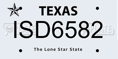 ISD6582 Texas License Plate