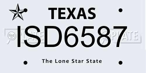 ISD6587 Texas License Plate