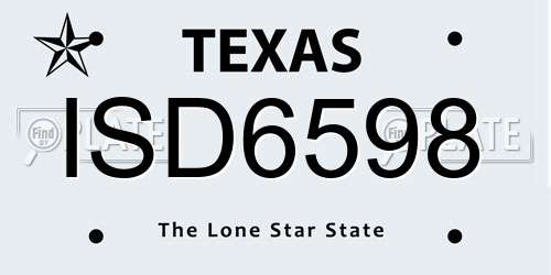 ISD6598 Texas License Plate