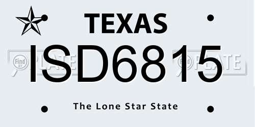 ISD6815 Texas License Plate