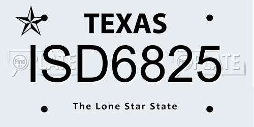 ISD6825 Texas License Plate