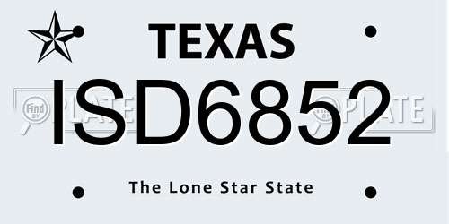 ISD6852 Texas License Plate