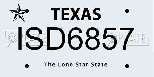 ISD6857 Texas License Plate