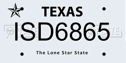 ISD6865 Texas License Plate