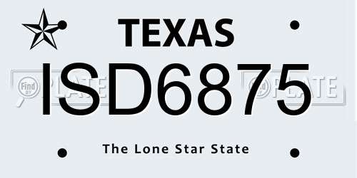 ISD6875 Texas License Plate