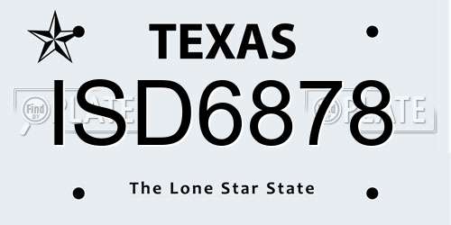 ISD6878 Texas License Plate