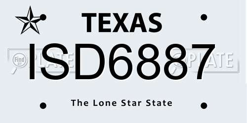 ISD6887 Texas License Plate