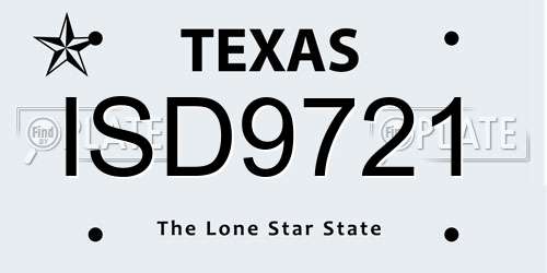 ISD9721 Texas License Plate