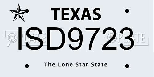 ISD9723 Texas License Plate