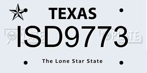 ISD9773 Texas License Plate