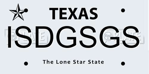 ISDGSGS Texas License Plate