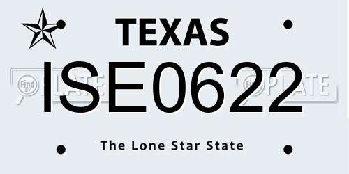 ISE0622 Texas License Plate