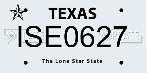 ISE0627 Texas License Plate