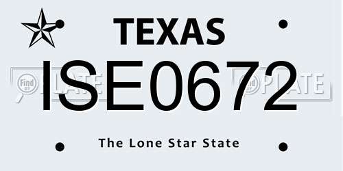 ISE0672 Texas License Plate