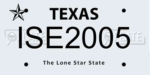 ISE2005 Texas License Plate