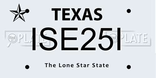 ISE25I Texas License Plate