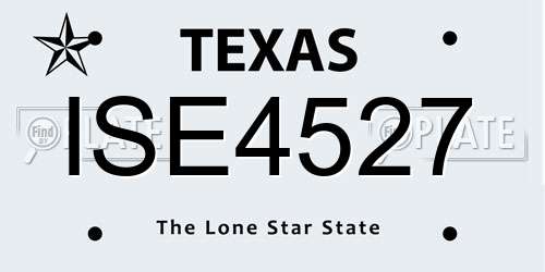 ISE4527 Texas License Plate