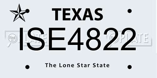 ISE4822 Texas License Plate