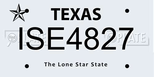ISE4827 Texas License Plate