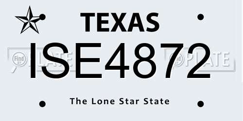 ISE4872 Texas License Plate
