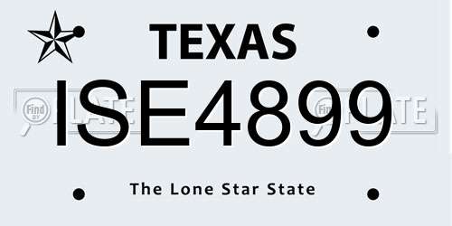 ISE4899 Texas License Plate