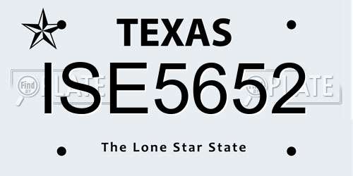 ISE5652 Texas License Plate