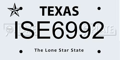 ISE6992 Texas License Plate