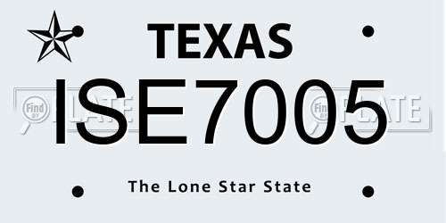 ISE7005 Texas License Plate