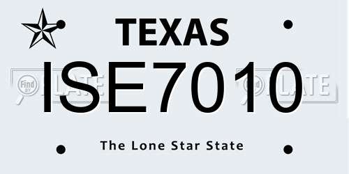 ISE7010 Texas License Plate