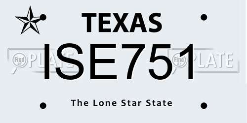 ISE751 Texas License Plate