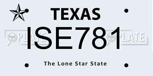 ISE781 Texas License Plate