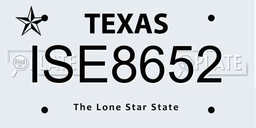 ISE8652 Texas License Plate
