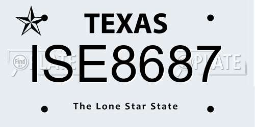 ISE8687 Texas License Plate