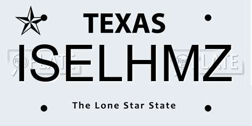 ISELHMZ Texas License Plate