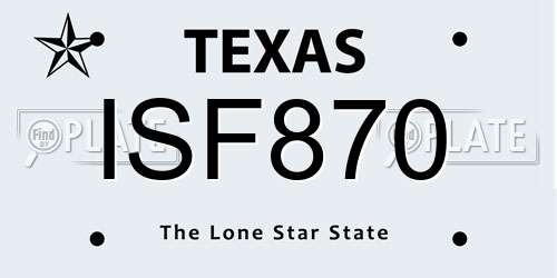 ISF870 Texas License Plate
