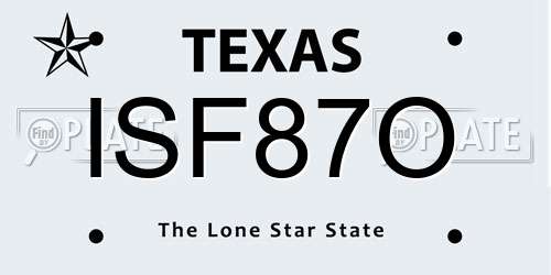 ISF87O Texas License Plate