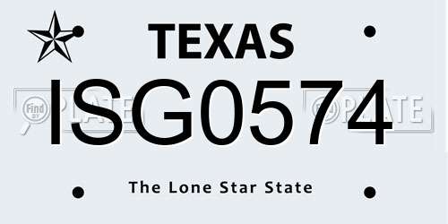 ISG0574 Texas License Plate