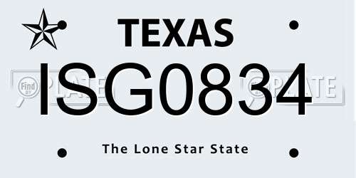 ISG0834 Texas License Plate