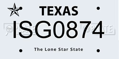 ISG0874 Texas License Plate