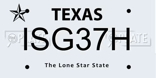 ISG37H Texas License Plate