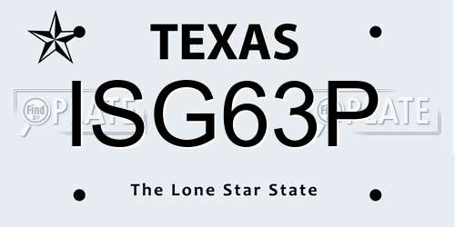 ISG63P Texas License Plate