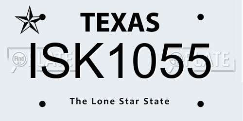 ISK1055 Texas License Plate