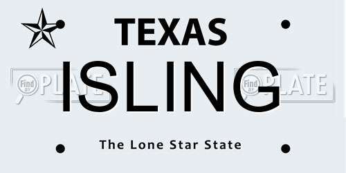 ISLING Texas License Plate
