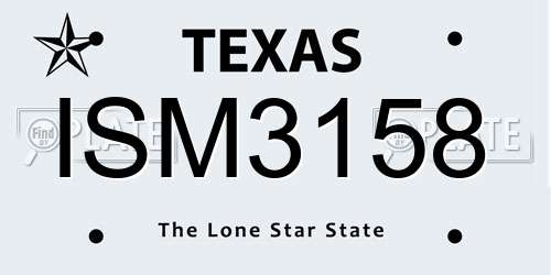 ISM3158 Texas License Plate
